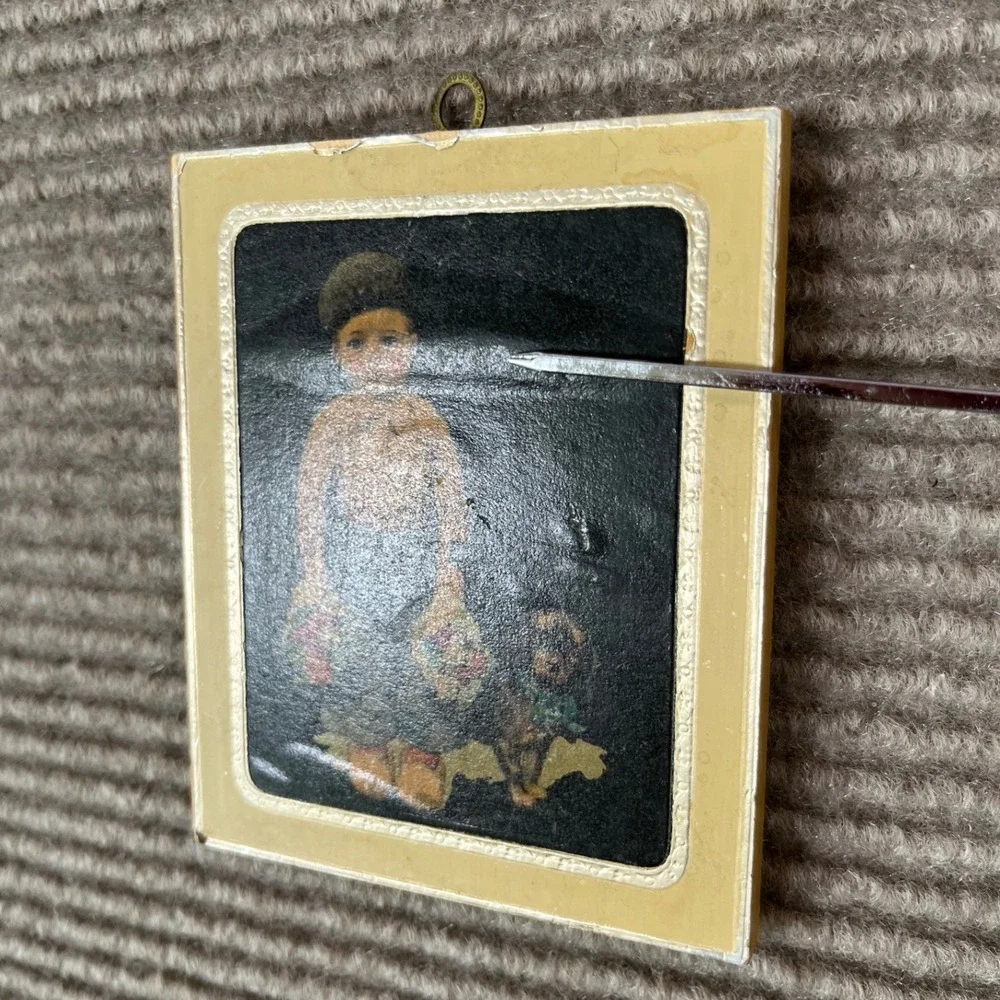 Vintage Dutch Children Wood Wall Plaques Set of 2 Miniature Folk Art Boy Girl